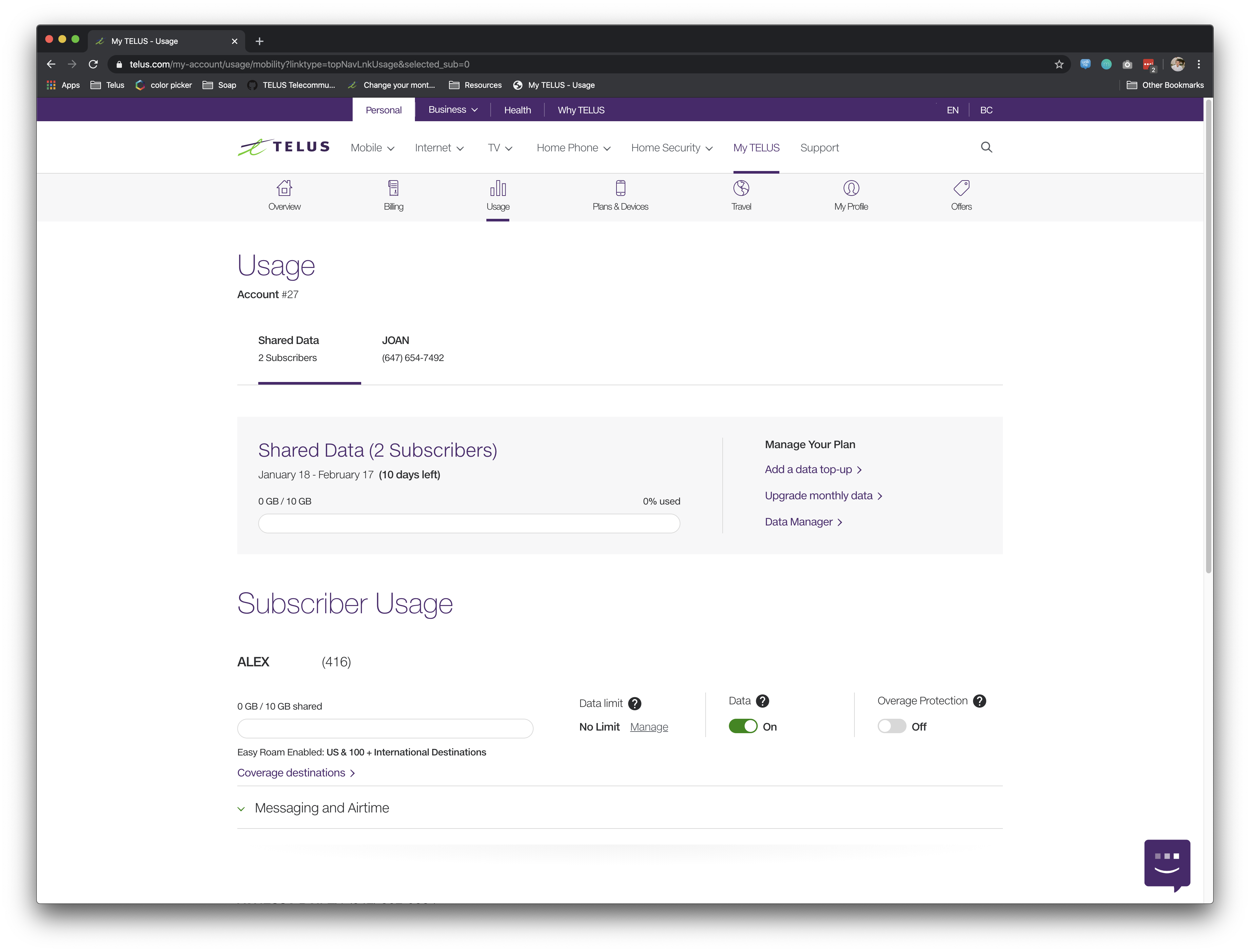 TELUS usage overhaul